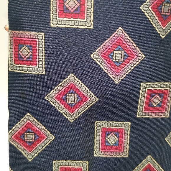 Bert Pulitzer 100% Silk Foulard Geometric Pattern Necktie Men's Tie - Picture 11 of 12